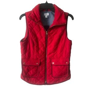SOLD Crown & Ivy Red Quilted Zip Front IconVest Snap Close Pockets Medium